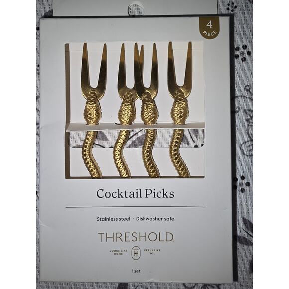 No.2 New Threshold Snake Cocktail Picks – 4pc Gold Stainless Steel - Picture 5 of 7